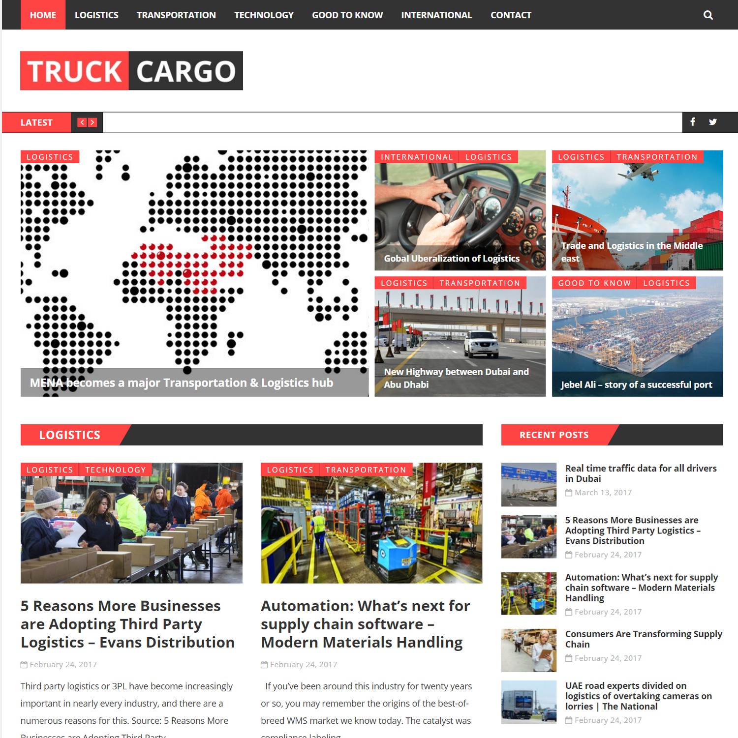 TruckCargo logistics homepage